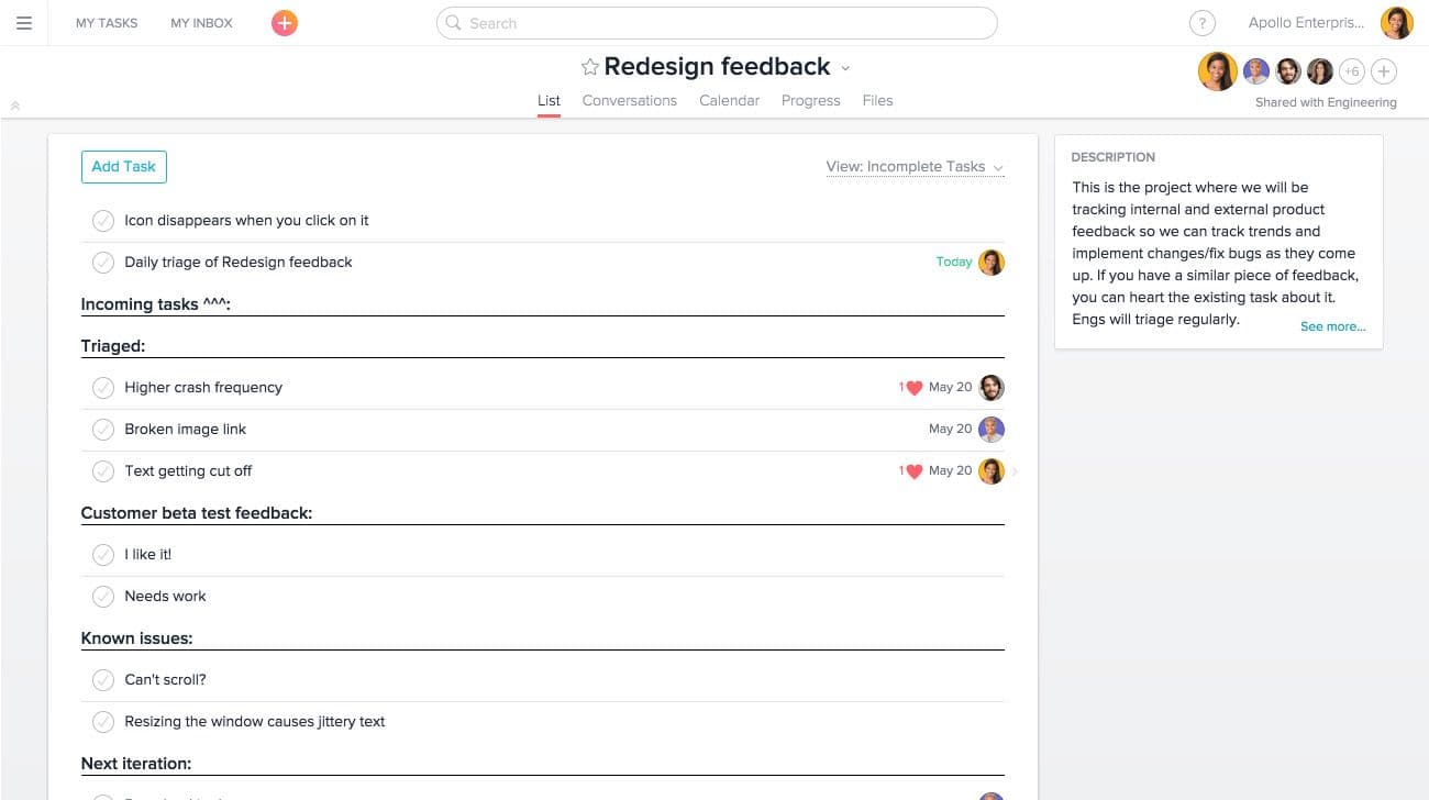 Asana Feedback Example