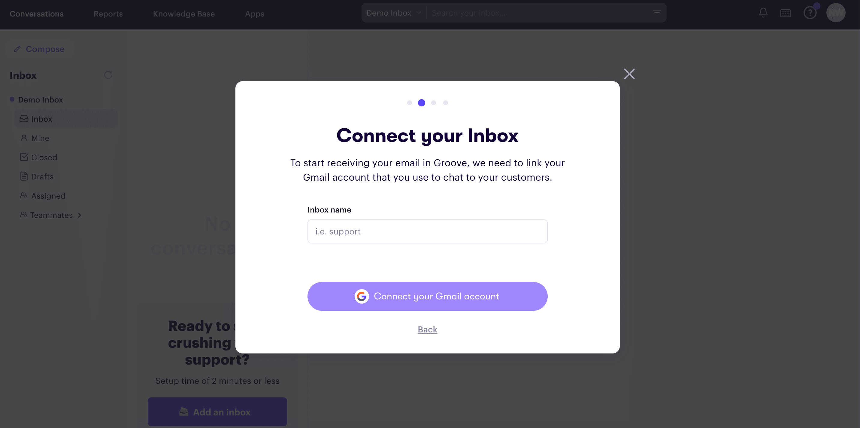 With Groove, connecting your inbox and other communication channels is as easy as a couple clicks.