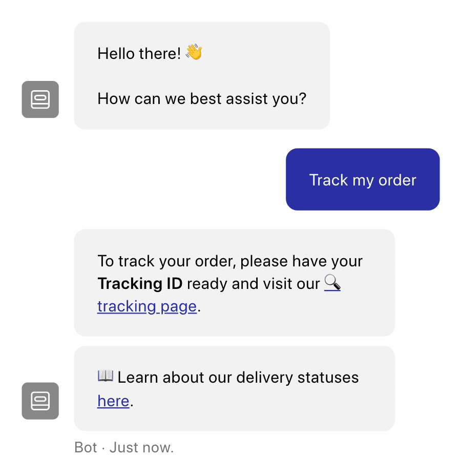 An example of if/then statements used by a rule-based chatbot on Shippie's website.