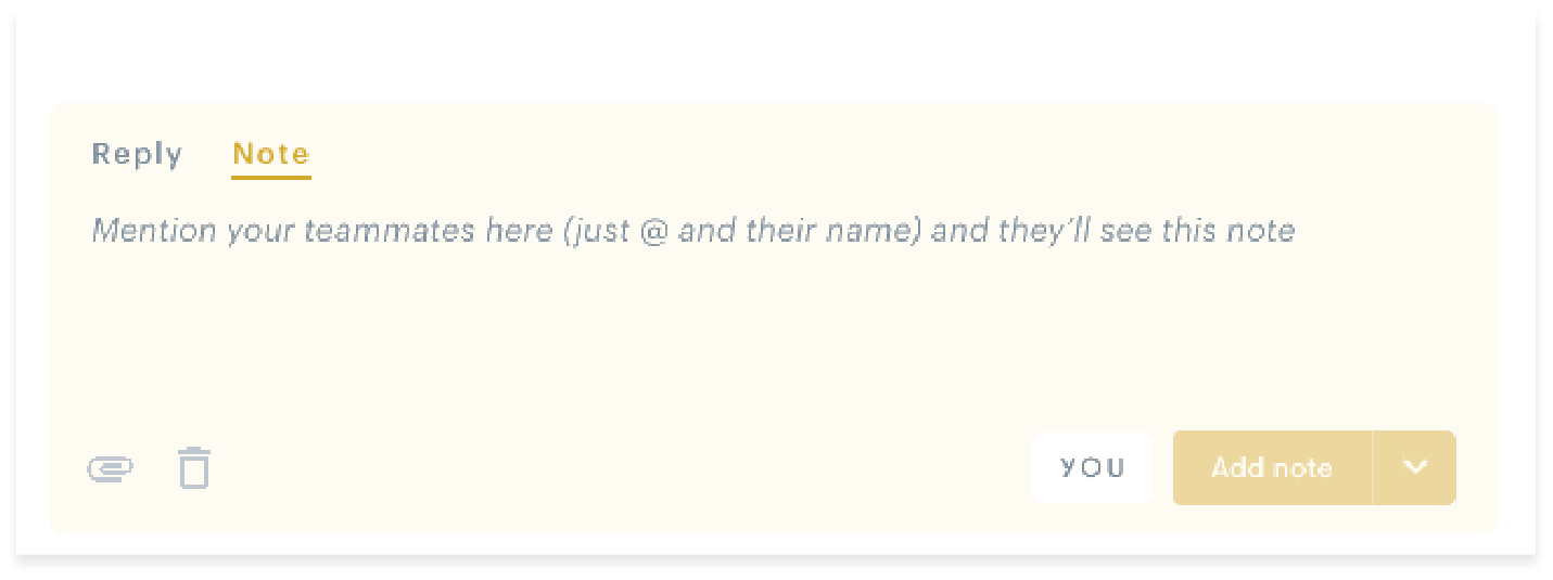 The internal notes within Groove, whee you can add messages to a ticket for only your team to view.
