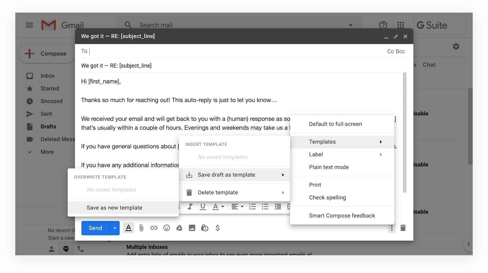 How to create a Gmail Template to use as an automated email reply