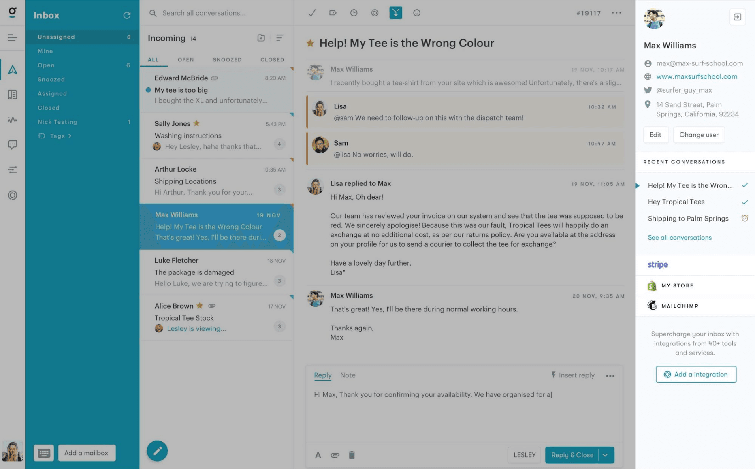 Using Groove's shared inbox to talk to customers