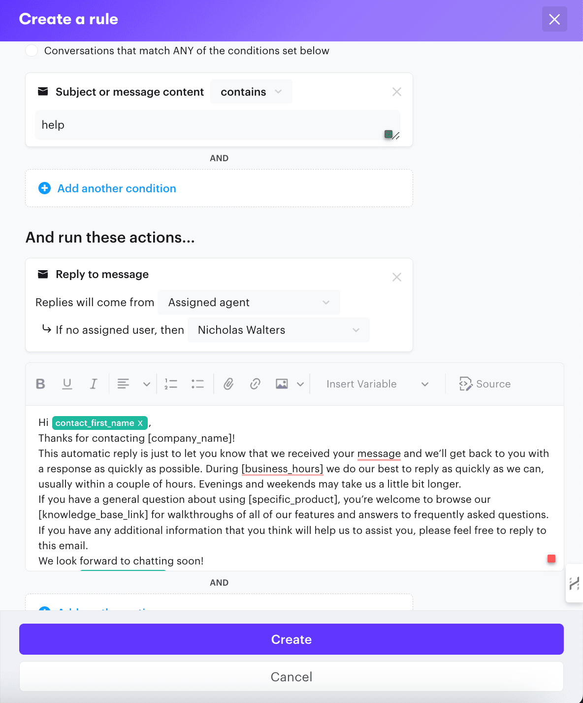 example of using auto-replies for better ecommerce customer service