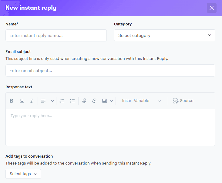 Create instant replies within Groove to automate responses for common queries.