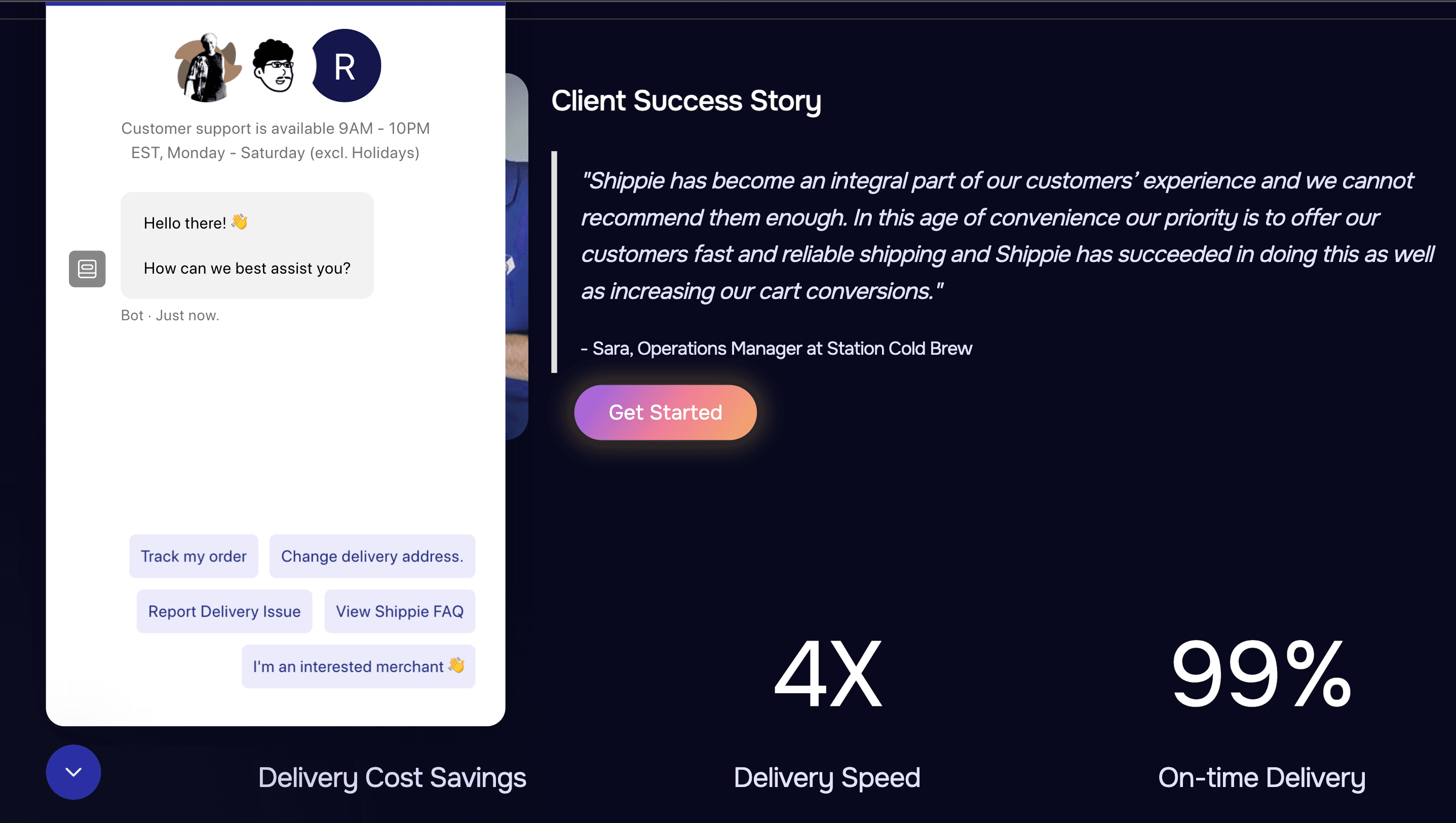 Shippie leverages a chatbot to field commonly asked questions.