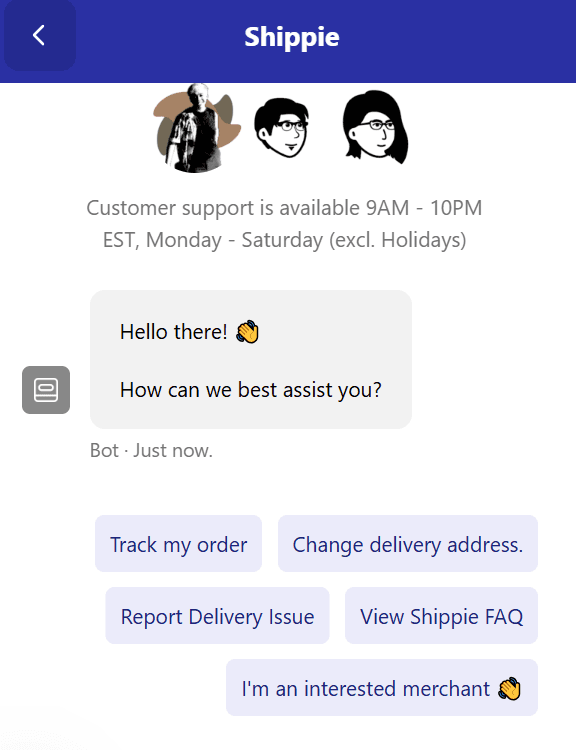 Shippie is another recent company leveraging chatbots in its customer support model. In this case, it is not conversational AI.