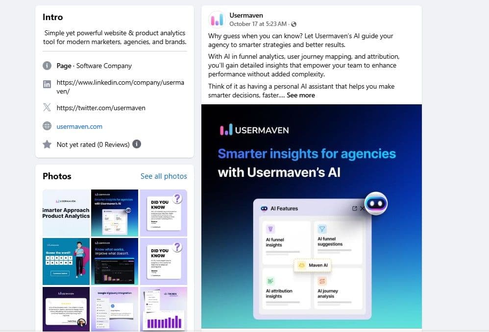Usermaven leverages repurposed blog content to educate their social media audience.