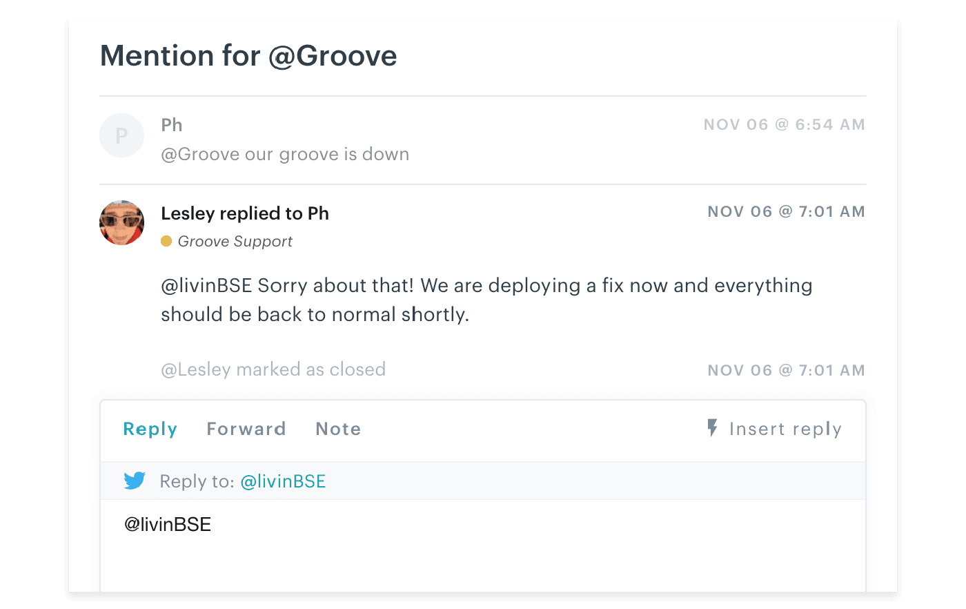 Customer service app 2 Twitter