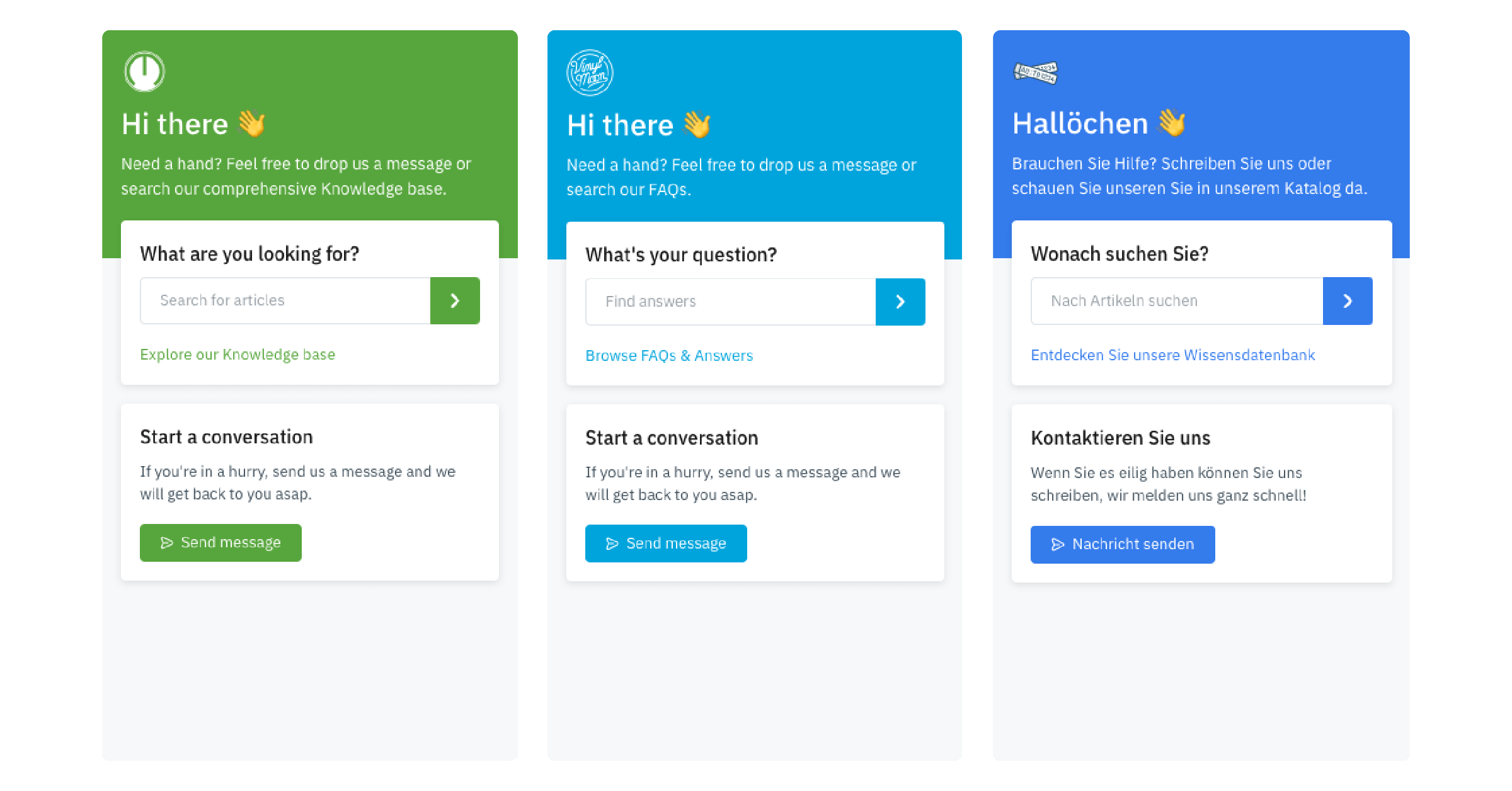 examples of customer support web widgets