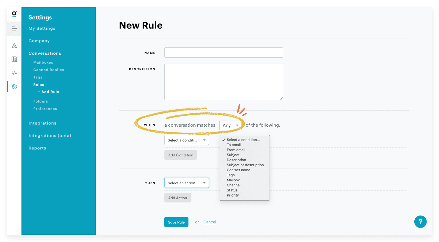 Help desk automation based on conditional logic