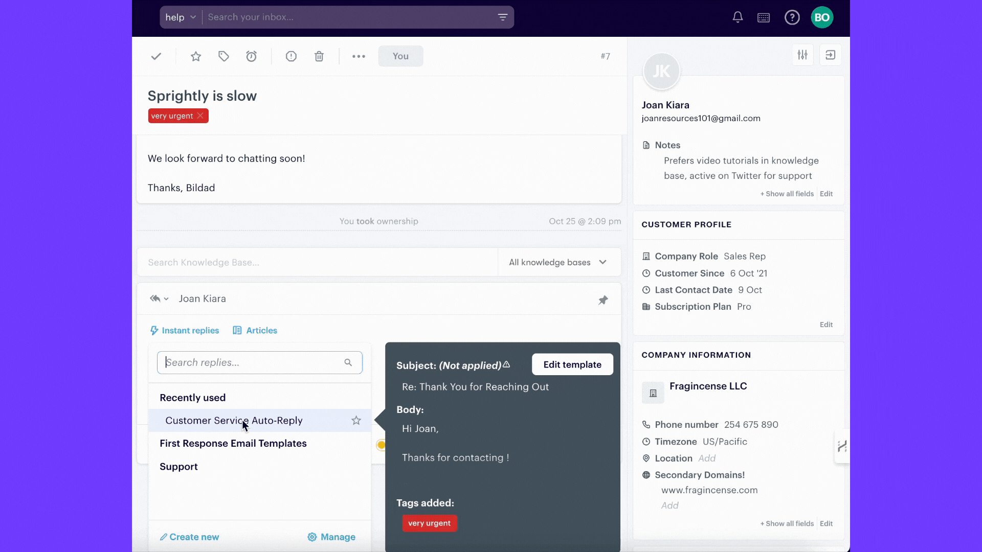Try out canned replies for yourself by signing up for a trial of Groove
