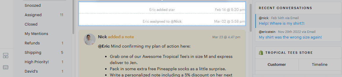 Groove's conversation history