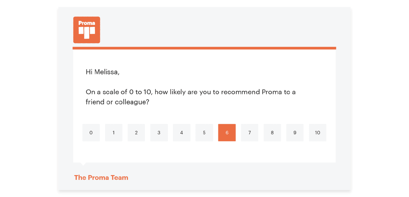 An example of a survey template used to gather NPS rating and qualitative feedback.
