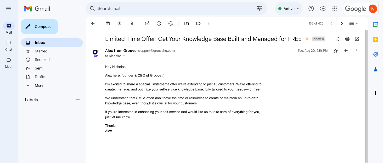 Gmail is the most popular email client for a reason. It's UI is clean and easy to navigate.