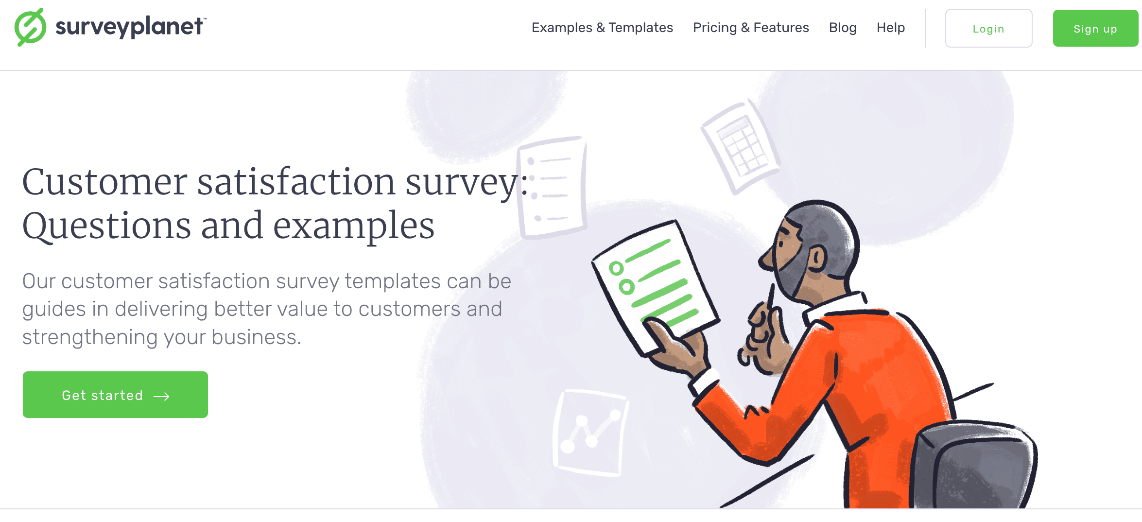 The SurveyPlanet customer satisfaction survey tool.