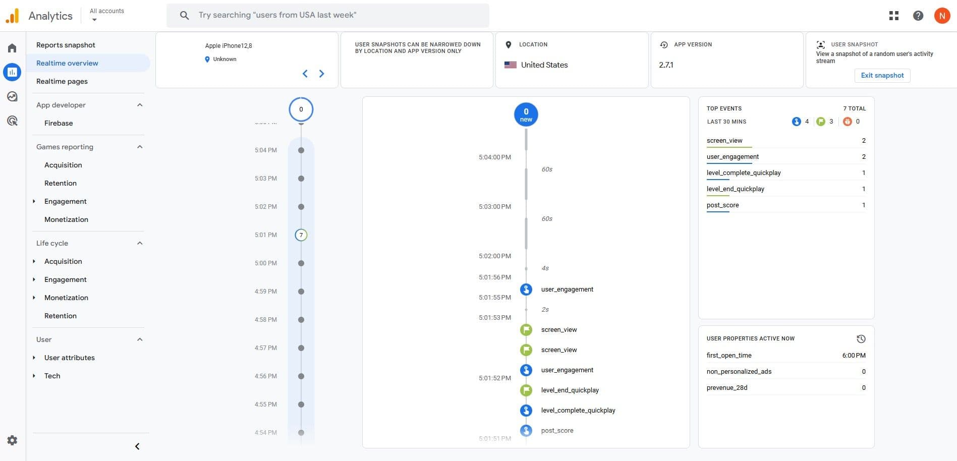 Tracking user engagement with Google Analytics 4.