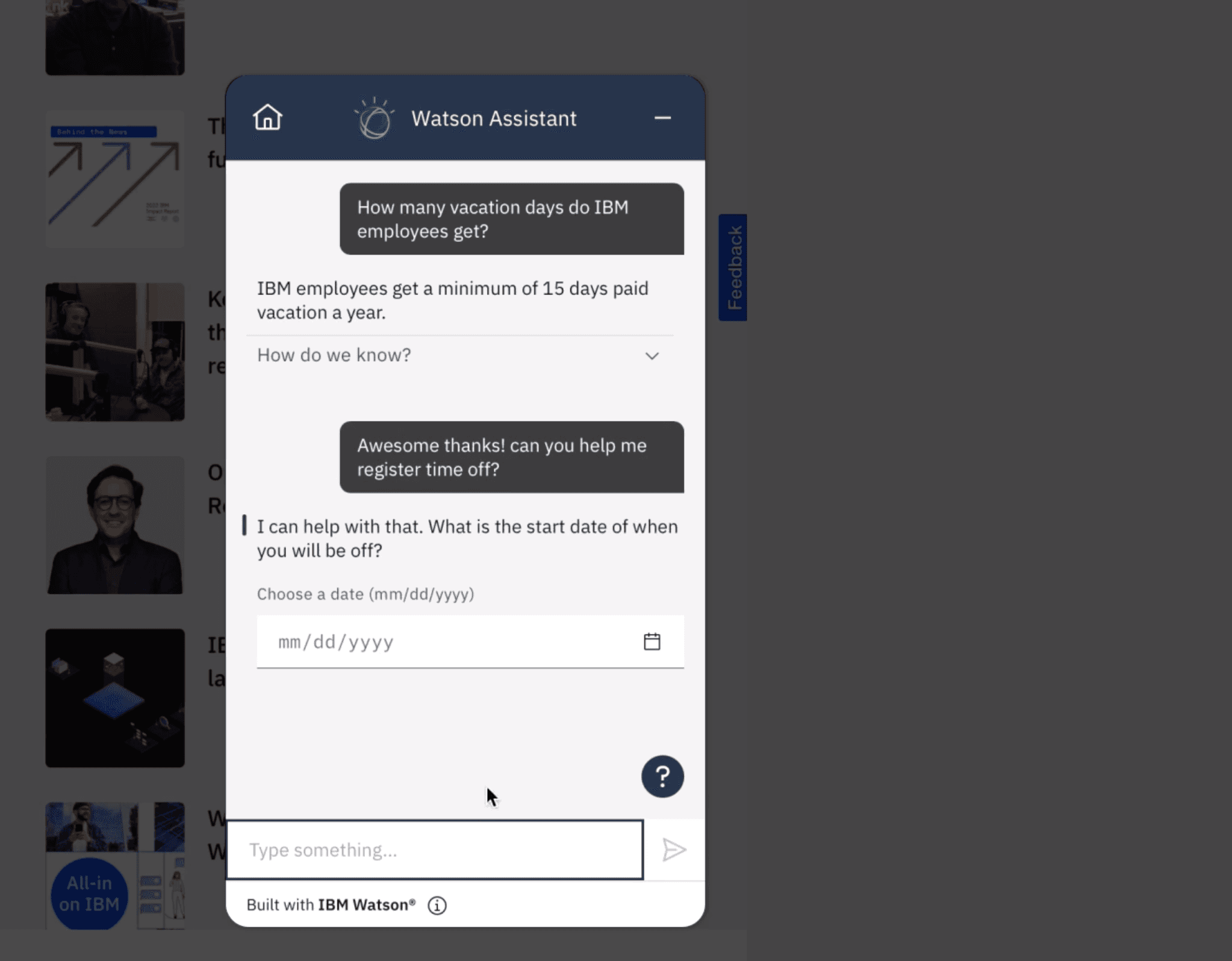 IBM's watsonx assistant, which uses conversational AI for customer support in different industries.