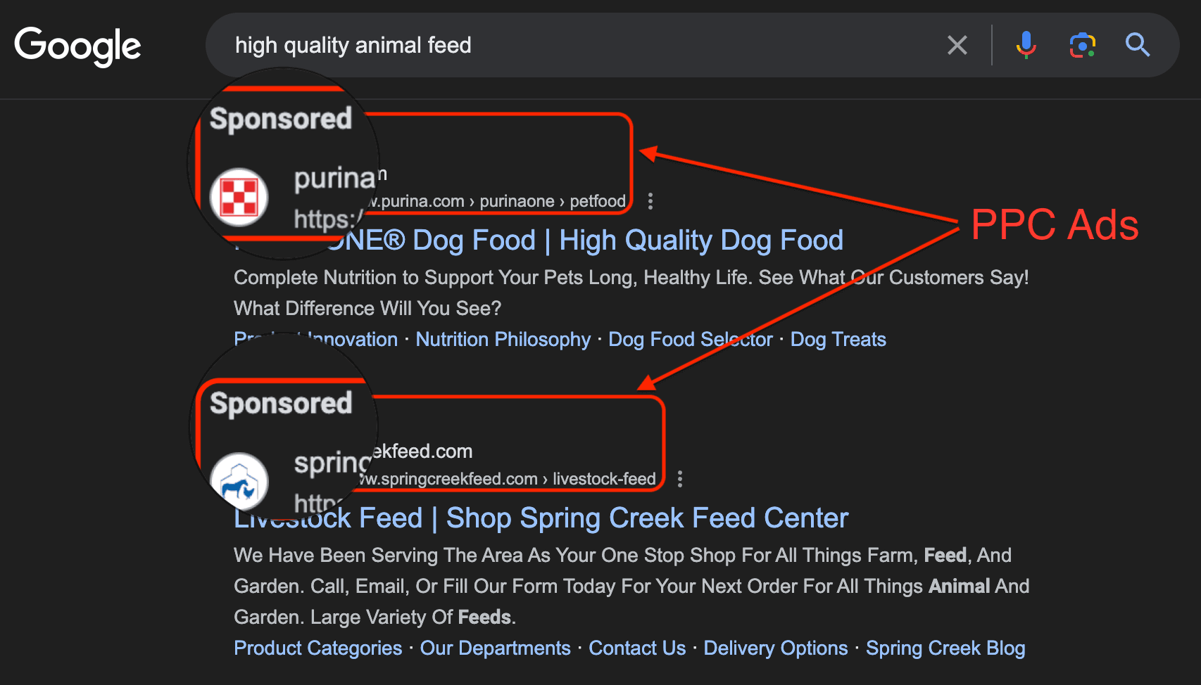 PPC ads in a Google search.