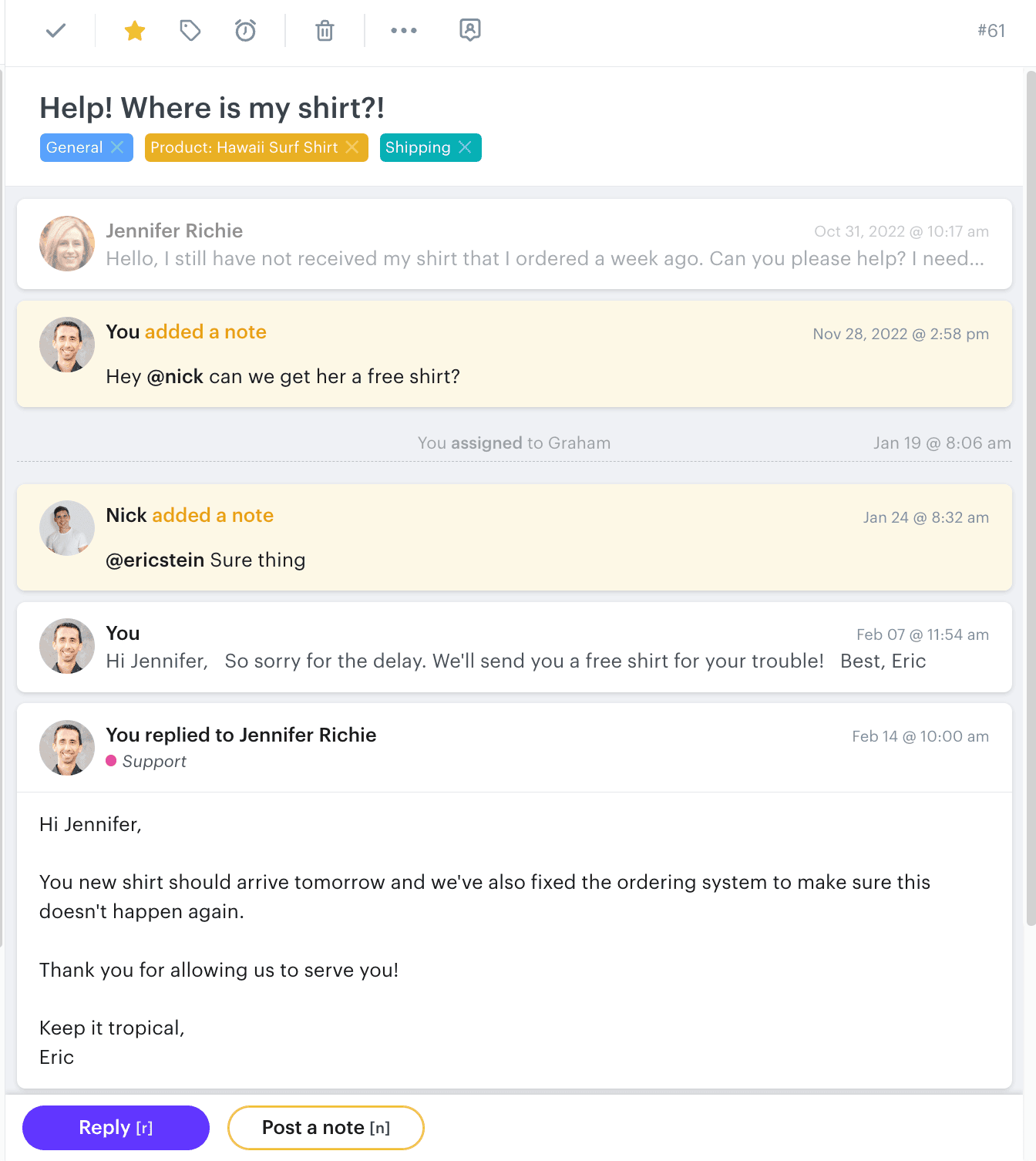 An example of how to handle customer complaints in Groove.
