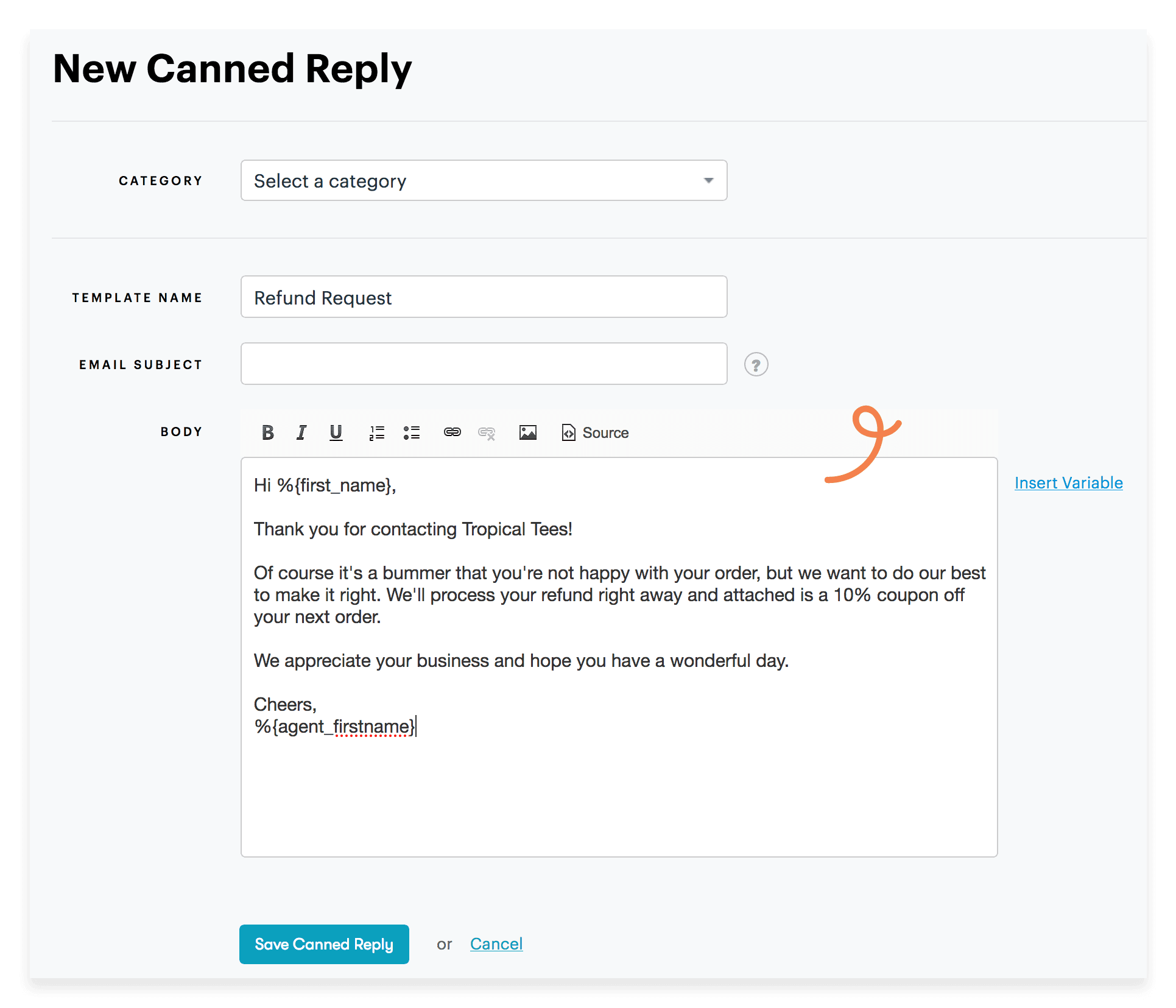 customer service email template example